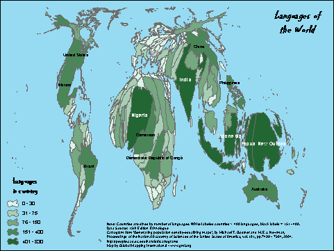 Languages of the World - Cartogram - Click Image to Close